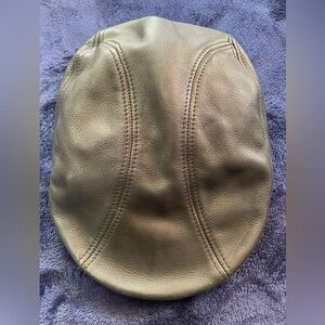 WILSONS LEATHER PELLE STUDIO Black Leather Driver Flat Cap Hat S size